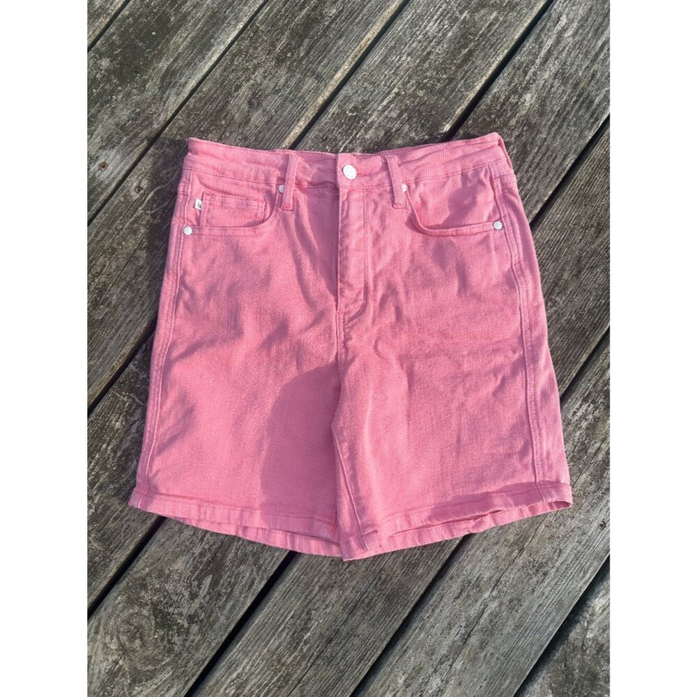 Judy Blue High Waist Tummy Control Shorts Large Garment Dyed Bubble Gum Pink 28